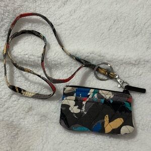 Vera Bradley Quilted Zip ID Case Lanyard Abstract Floral